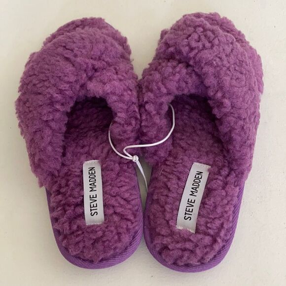 Steve Madden Peaceful Purple Faux Fur Slipper - Picture 2 of 6